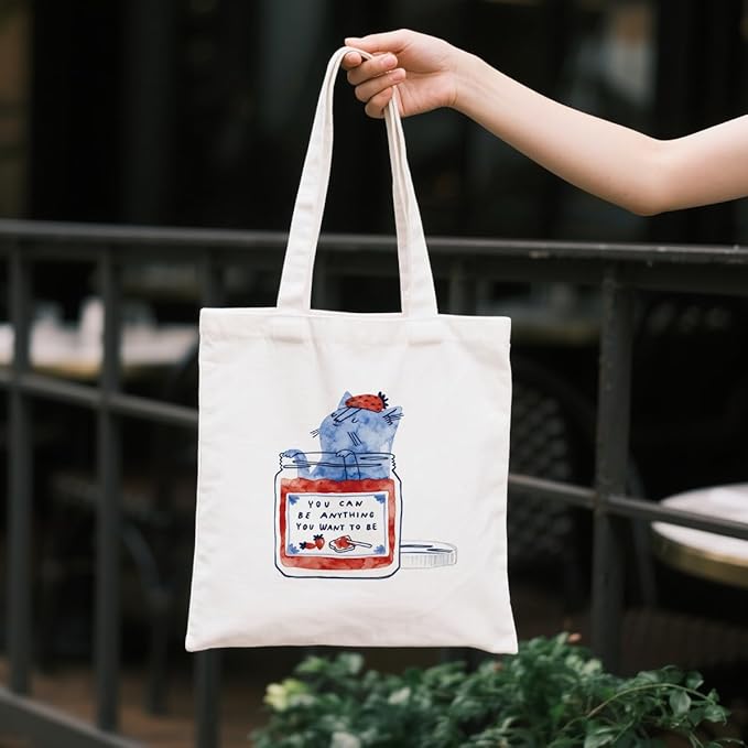 Inspirational Canvas Tote Bag, You Can Be Anything You Want To Be Reusable Shoulder Bags, Christmas Gifts to Friends, Holiday Gift Bags for Wrap Storage, Inspirational Canvas Totes for Work Traveling