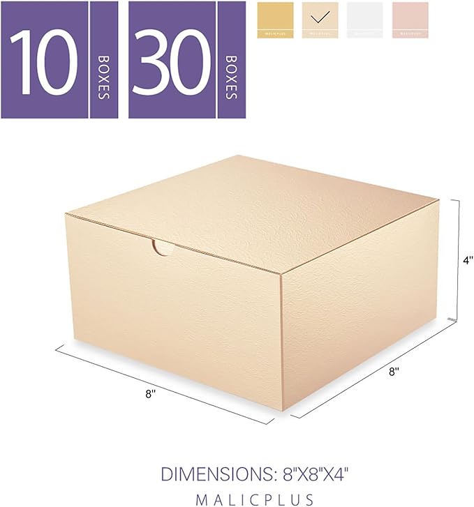 30 Gift Boxes 8x8x4 Inches Gift Boxes with Lids Boxes for Gifts Bridesmaid Proposal Boxes, Rose Gold Gift Boxes Bulk for Light Weight Gifts, Crafting (Grass Texture Rose Gold)
