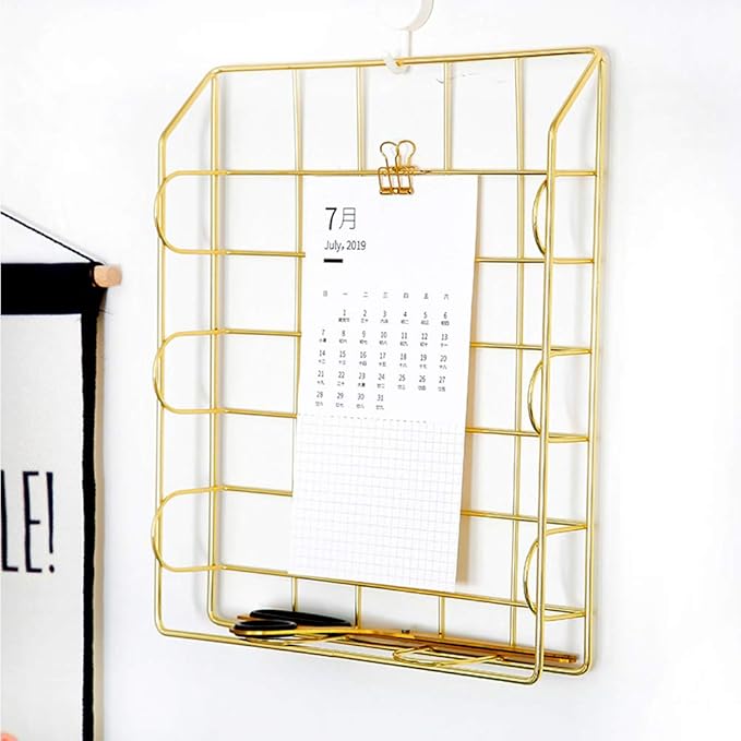 Jolitac Rose Gold 4-Tier Stackable Paper Tray Desk Organizer, Workspace Decorative Stacking Rack Supplies Holder, Metal Letter Trays for File Documents in Home & Office (Gold)