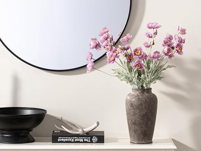 Large Ceramic Rustic Vase, 11 Inch Tall Flower Vase Farmhouse Decorative Vase Floral Pottery Vases for Home Decor Table Living Room Entryway Mantel Bookshelf Bedroom Bathroom Kitchen - Brown