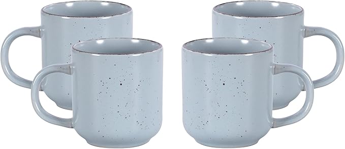 HomeVSS 20-Piece Dinnerware Set - Serves 4, Shiny Turquoise Glaze plates and bowls sets with Speckle Effect for Microwave & Dishwasher Safe
