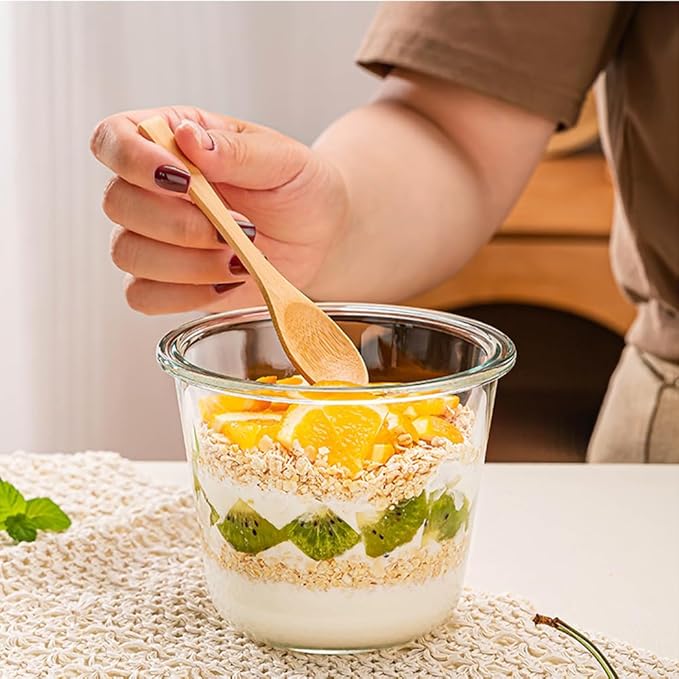 24 Oz Round Glass Food Storage Container, 3 Cup Round Glass Soup Container with Airtight Lids BPA free, Leak proof Borosilicate Storage bowls, Dishwasher Microwave Freezer Safe (2 Pack)