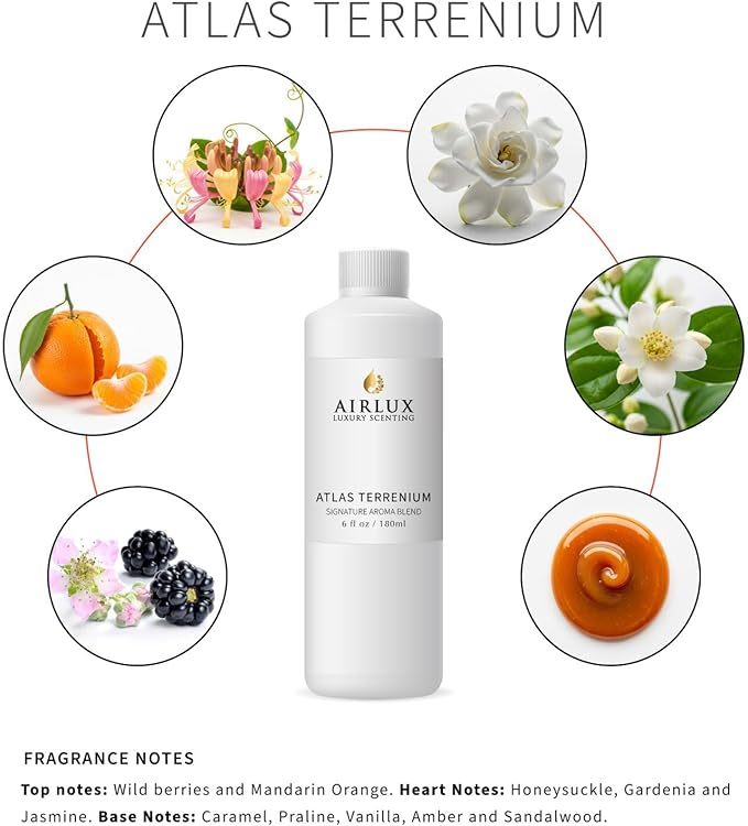Signature Aroma Oil No. 223 Atlas Terrenium – Cardamom, Iris, Black Pepper – Aroma Oil for Cold Air & Waterless Diffusers and DIY Crafts – 180 mL, 6.1 fl oz Eco Refill Bottle