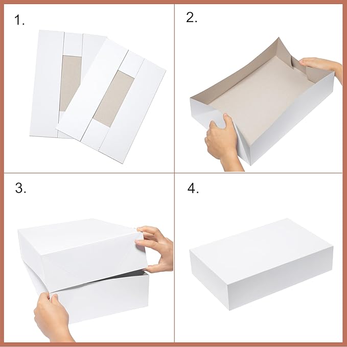 12x12x4 Inches Large Gift Boxes with Lids 10 Pack Extra Deep Square Shirt Clothes Scarf Box for Christmas Presents, Holidays, Birthday, Wedding Gift Wrapping White