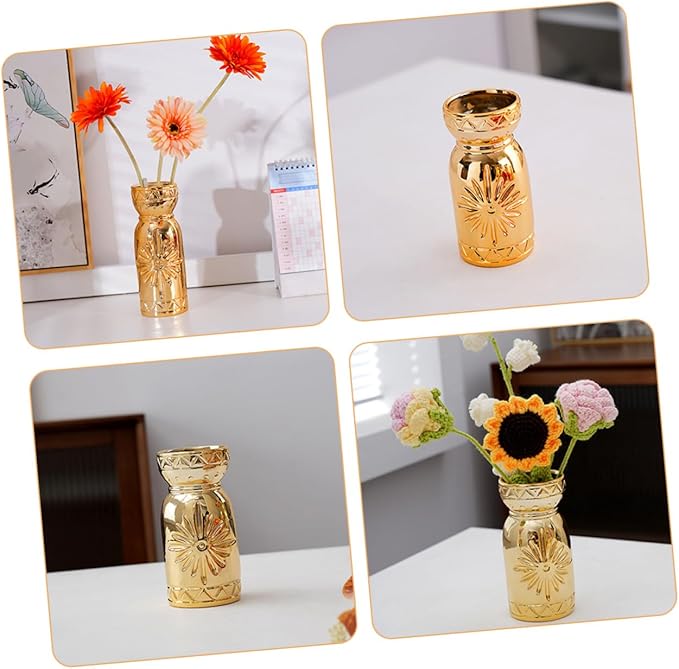 Mobestech Modern Ceramic Flower Vase Small Ribbed Table Decor for Home and Wedding Stoneware Vase Centerpiece for Dried and Artificial Flowers Versatile Shelf Accent