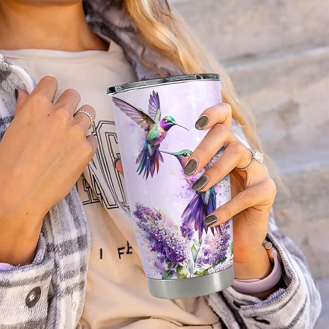 Hummingbird Tumbler 20oz Stainless Steel Insulated Travel Mug Cup for Women Girls Grandma Mom Hummingbird Gifts for Birthday Christmas Mothers Day