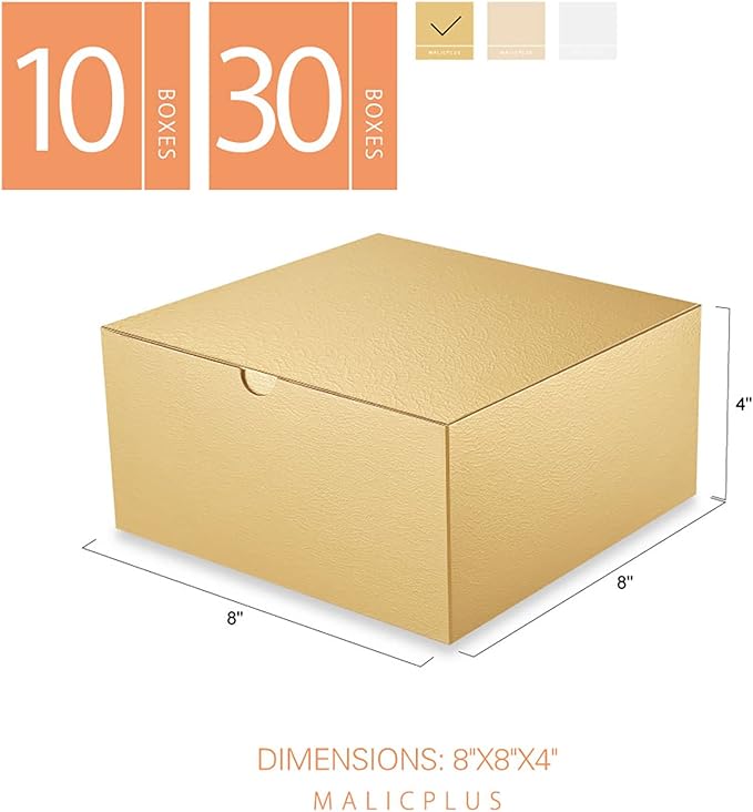 10 Gift Boxes 8x8x4 Inches Gift Boxes with Lids Boxes for Gifts Bridesmaid Proposal Boxes, Gold Gift Boxes Bulk for Light Weight Gifts, Crafting