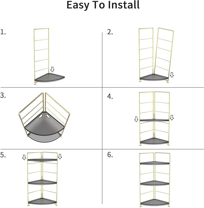 3-Tier Corner Bathroom Organizer Countertop for Storage, Counter Tray and Vanity Organizer, Plastic Counter Organizer for Kithchen, Bathroom, Dresser (Gold +Black)