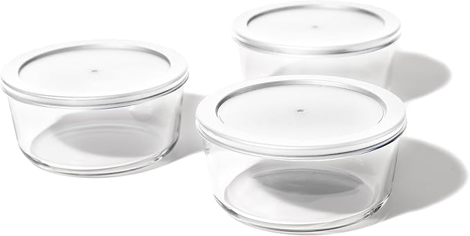 DURA LIVING 6-Piece Glass Food Storage Containers Set (3 Containers + 3 BPA-Free Lids) | 4-Cup, Leakproof | Microwave, Freezer, Oven & Dishwasher Safe | Ideal for Meal Prep & Pantry Organization
