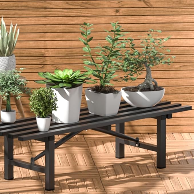 Premium Aluminum Plant Stand - Home Decor & Outdoor Garden Solution with 300 LBS Capacity, L37.8 x W11.4 x H7.9 inch
