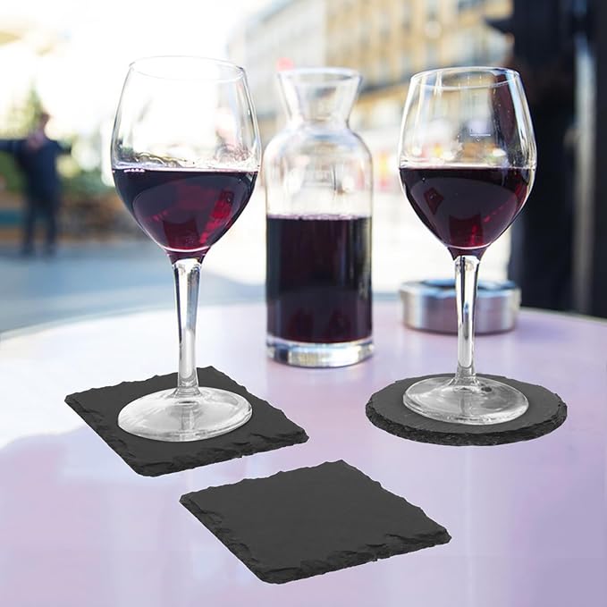 60 Pack 4 Inch Slate Coasters,Coaster for Drinks, Black Stone Coasters with Anti-Scratch Bottom, Ideal for Home Decor, Bar, Housewarming Gifts, and Laser Engraving KUKLIPJIM