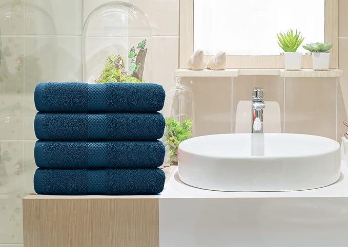 DAN RIVER 6-Pack Premium Hand Towels (16x28 Inches) - 100% Cotton, Ultra Soft, Lightweight, Highly Absorbent Towels for Bathroom, Spa, Gym, Salon, Hotel, and Travel - 550 GSM,Opal Blue