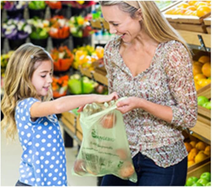 OrangeBio Certified Home Compostable Produce Bags, 250 Count, 14 x 18 Inches, Hold Up to 14 Lbs, ASTM D6400, EN 13432, US BPI & Europe OK Compost Home Certified