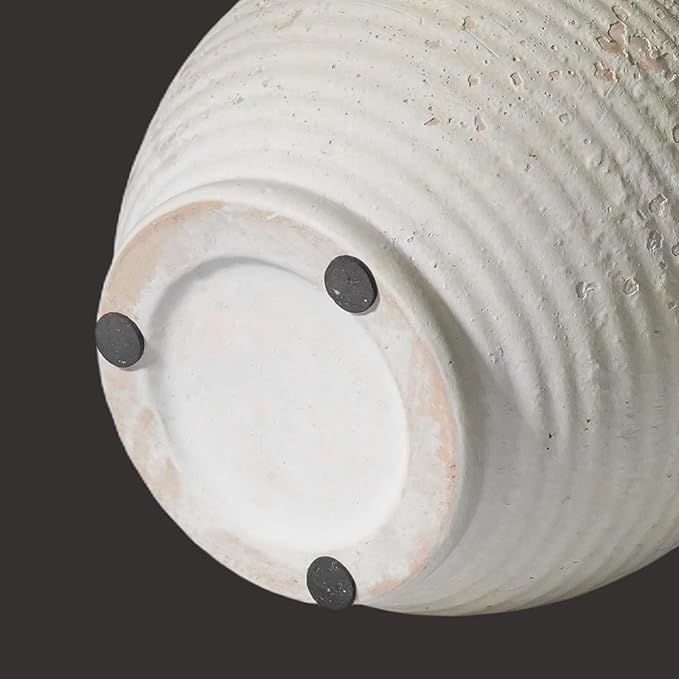 Sunddo White Ceramic Vase with Handles, Rustic Farmhouse Terracotta Small Vase, Pottery Decorative Flower for Home Decor, Table, Living Room, Bathroom, Shelf, Mantel Decor