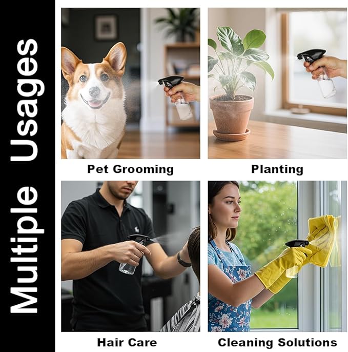 Spray Bottles 4oz/120ml Plastic Small Spray Bottle for Hair Mist/Stream Spraying Heavy Duty Empty Water Spray Bottles for Cleaning Solutions, Plants 2 Pack (Clear)