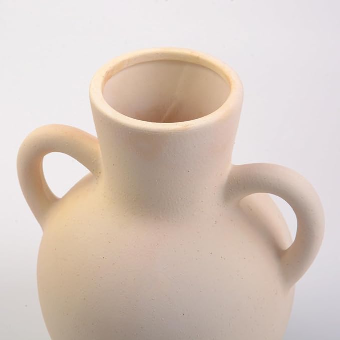 Plain Beige Ceramic Vase for DIY Painting - Customizable Handmade Pottery, Blank Canvas for Flower Arrangements, Home Decor, Wedding & Office Decoration (6.5L x 5.12W x 7.28H)