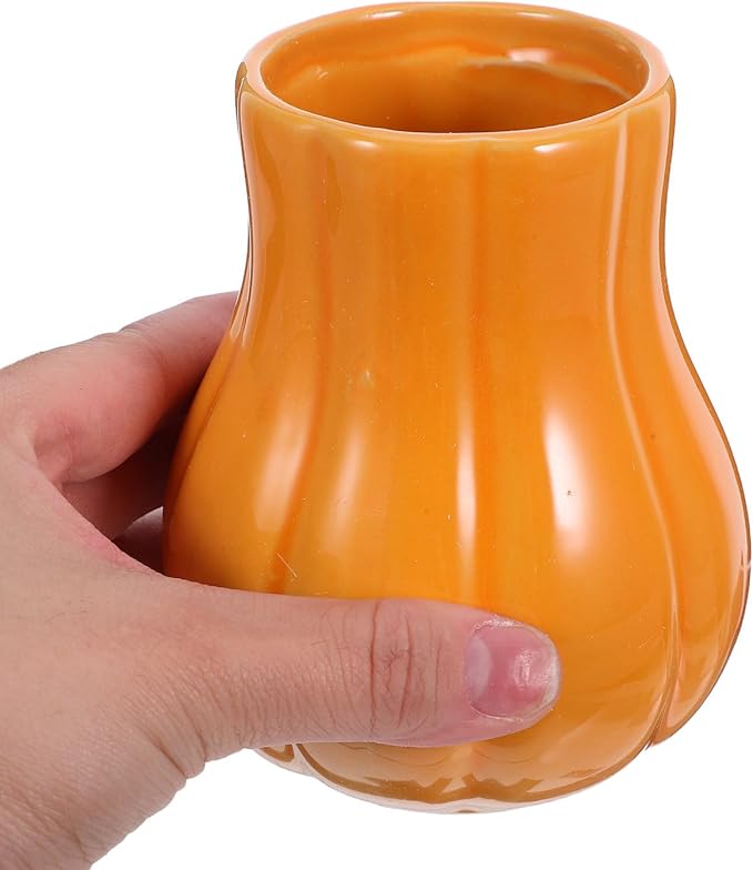 PRETYZOOM Spoon Spatula Organizer: Ceramic Kitchen Utensil Crock for Countertop Cooking Utensil Jar Organizer for Farmhouse Kitchen Counter Orange