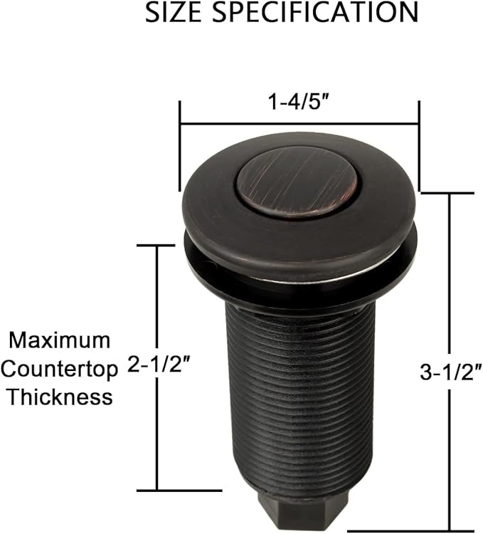 Akicon Garbage Disposal Air Switch with Hose, Sink Top Push Button Replacement for Waste Disposal Outlet (Oil Rubbed Bronze)