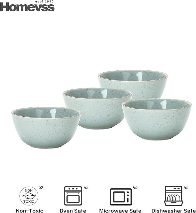 HomeVSS 20-Piece Dinnerware Set - Serves 4, Bright Glaze Grey plates and bowls sets with Speckle Effect for Microwave & Dishwasher Safe
