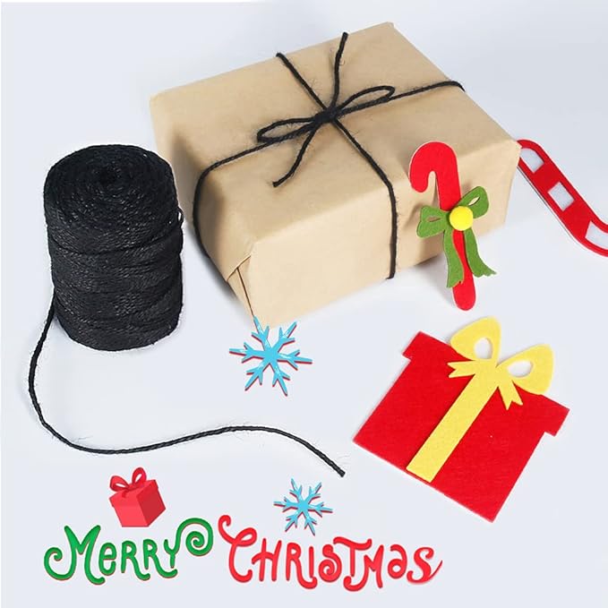 328 Feet 3mm Thick Natural Jute Twine, 3Ply Black Garden Twine Heavy Duty Industrial Packing Materials String Wrapping, Arts, and Crafts