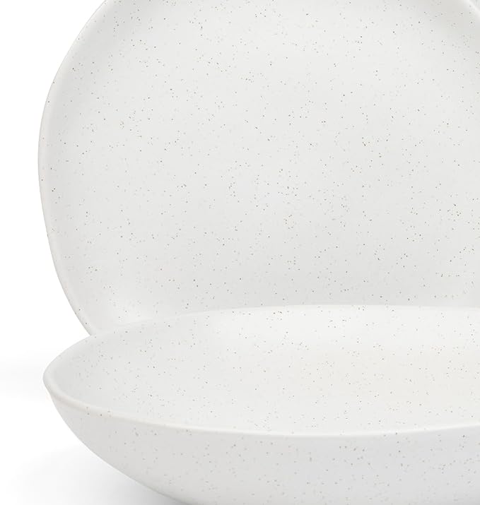 Trasa Home by Larder & Vine, Eco-Friendly High Fired Artisan Stoneware, Organic & Modern Dinnerware, 16 piece set, 4 place settings (Millstone)