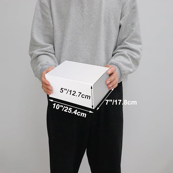 Ditwis 4 Pack 10x7x5 Inches Gift Boxes with Magnetic Closure Lids, White Magnetic Box for Wedding, Groomsmen Bridesmaid Proposal, Birthdays, Mother's Day