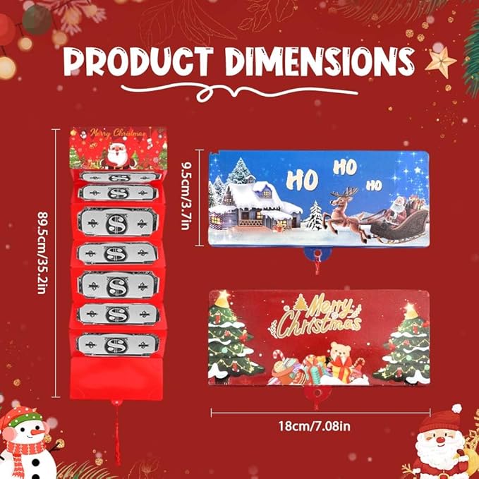 Christmas Cash Gift Envelopes, 2025 New Christmas Money Holders for Cash, Money Envelopes with 10 Slots, DIY Holiday Surprise Card Holder for Xmas Gift (Pink)