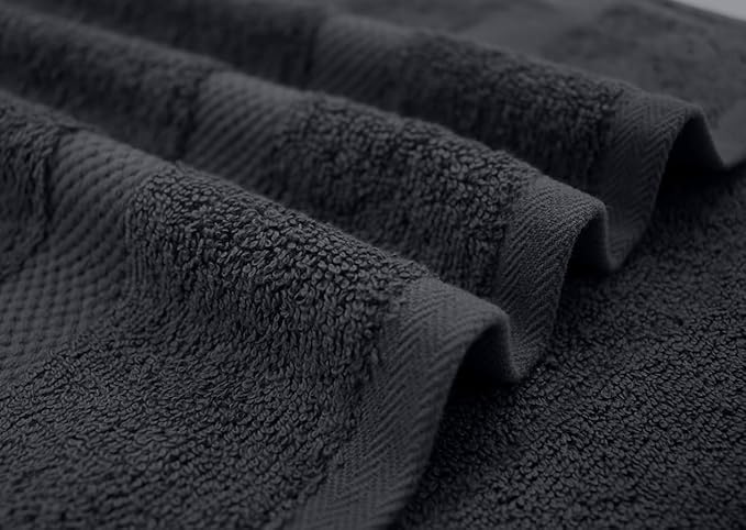 DAN RIVER Bath Towels Set of 4, 27 x 54 Inches, 100% Cotton, Larger & Lighter Weight, Quicker to Dry, Super Soft and Absorbent, Ideal Cotton Bath Towels for Daily Use, Dark Gray