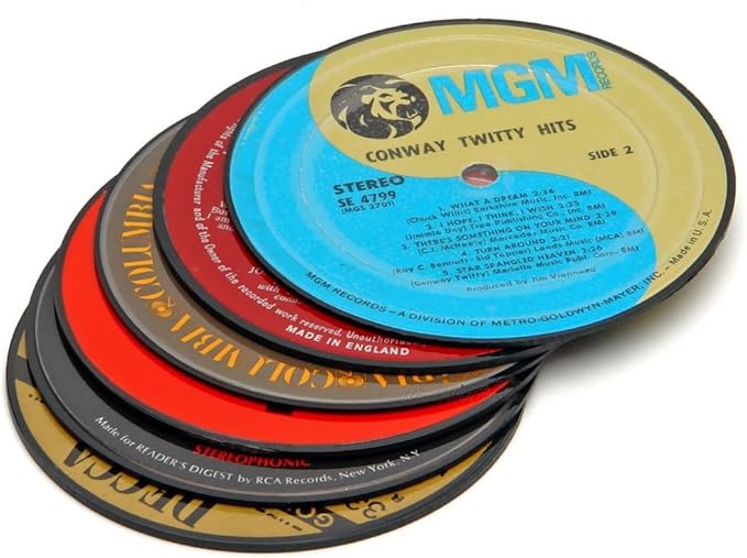 Vintage LP Record Coasters - Set of 6