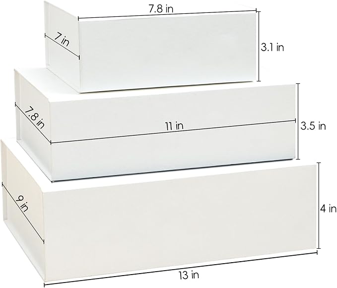 Rsgift White Gift Box with Lid, 12.9x9.8x4.7 Inches, Magnetic Closure for Women - Wedding, Birthday, Graduation Packaging