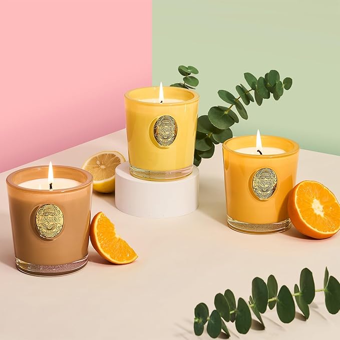 M&SENSE Natural Soy Candle| Lemon Zest Yellow | 10.2 oz, 55H Burn | Luxury Scented Candle for Relaxation, Gifting, Home Décor | for Bedroom, Office, Party