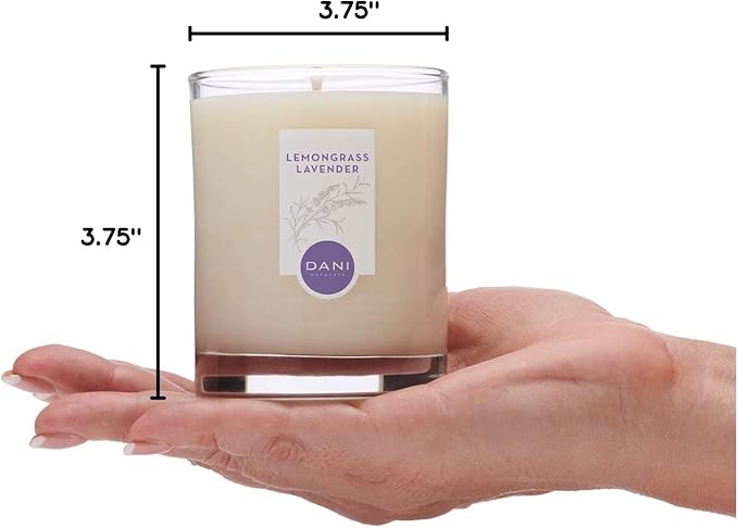 DANI Naturals Soy Candle - Lemongrass Lavender Scented, 100% Pure Soy Wax, Kosher, Non-Toxic, Long-Lasting Burn - 7.5 oz