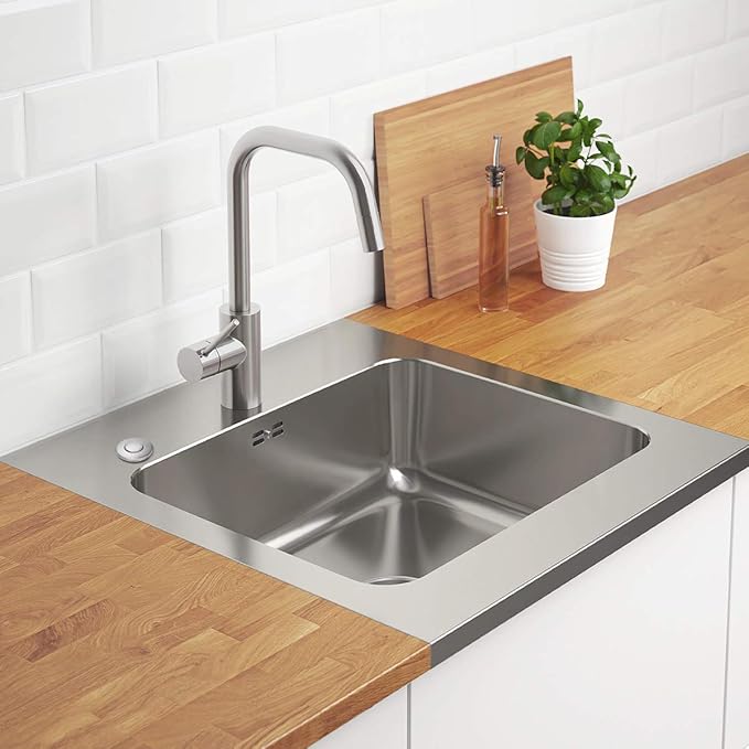 Garbage Disposal Switch, Cordless Air On Off Kit for Food Waste Disposer, Stainless Steel Brushed Nickel, SHORT 2.5" Sink Top Push Button by CLEESINK