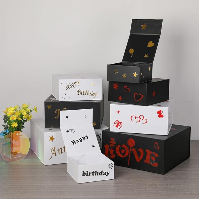 White Gift Boxes 16 Pack, Small Gift Boxes in Bulk, Collapsible Gift Box with Lid Magnetic Closure, Packaging for Small Business, Parties (White 6x6x3 inch Pack of 16)