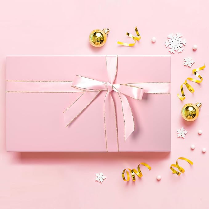 LIFELUM Pink Gift Box 13.85'' x 8.35'' x 4.45'' Gift for Wedding Large Gifts Boxes for Presents Cute Birthday Magnetic Box for Gifts with Luxury Filler,Card, Ribbon,Sticker 1 Pack