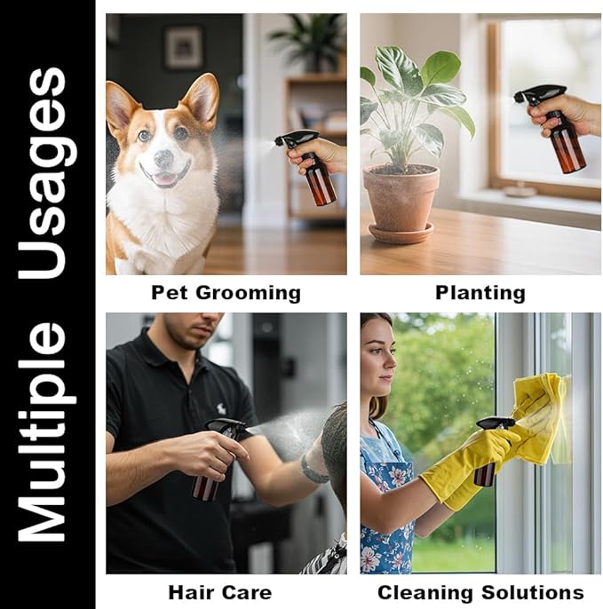 Spray Bottles 4oz/120ml Plastic Small Spray Bottle for Hair Mist/Stream Spraying Heavy Duty Empty Water Spray Bottles for Cleaning Solutions, Plants 2 Pack (Brown)