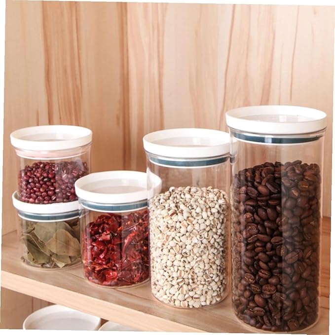 4pcs Plastic Sealed Canisters with Airtight Lids for Kitchen Food Storage Transparent Containers for Coarse Cereals Grains and Snacks Pantry Organizers
