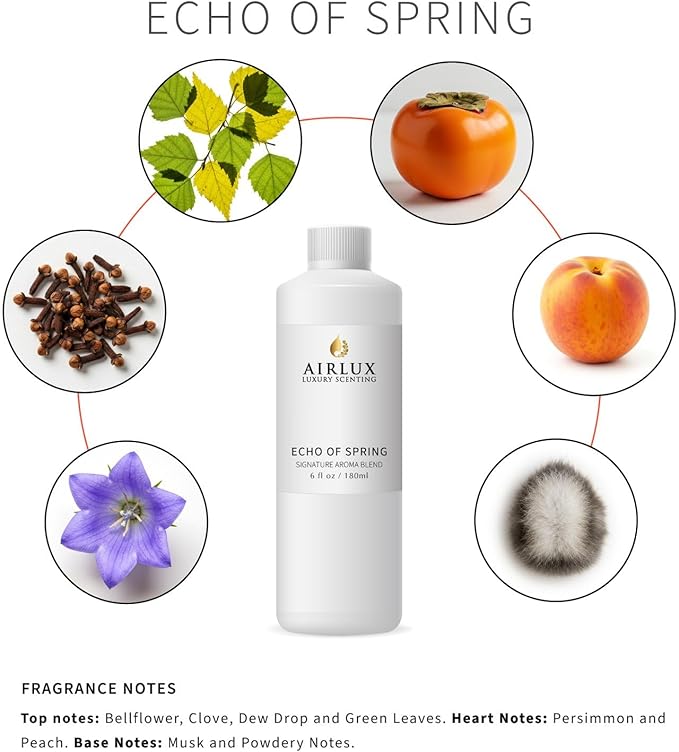 Signature Aroma Oil No. 229 Echo of Spring – Bellflower, Clove, Dew Drop – Aroma Oil for Cold Air & Waterless Diffusers and DIY Crafts – 180 mL, 6.1 fl oz Eco Refill Bottle