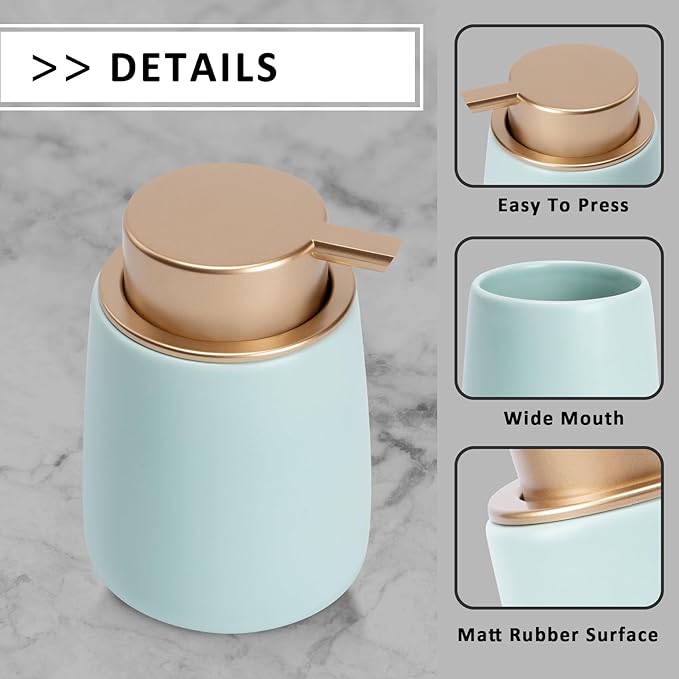 Soap Dispenser Ceramic with Easy-to-Press Pump Hand Lotion Liquid Dispenser for Shampoo Bathroom Kitchen 12 oz