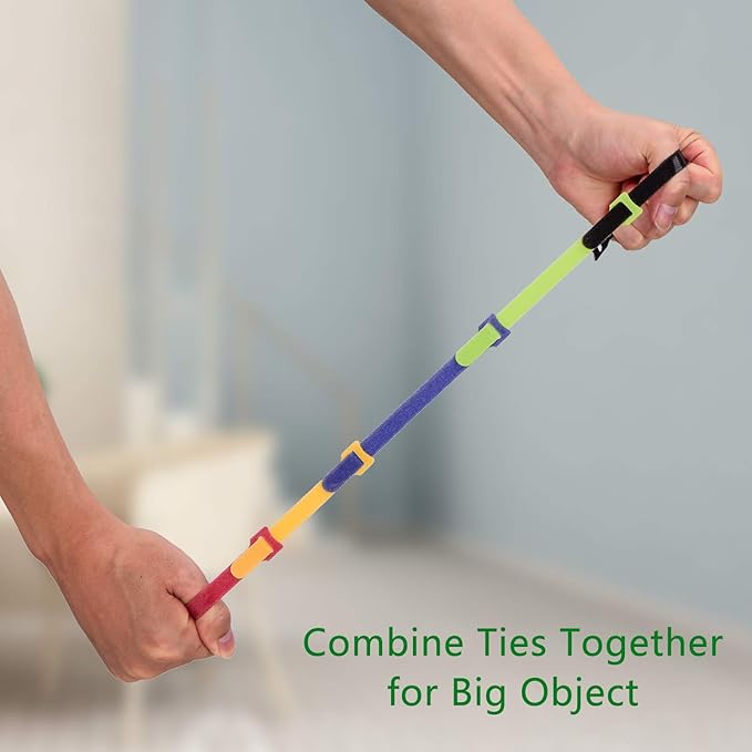 OneLeaf 60 Pcs Reusable Fastening Cable Ties with Hook and Loop, Multi-Purpose Cable Straps Wire Ties Cable Management, Adjustable Cord organizer Ties for Computer/TV/Electronics, 3 Sizes and 5 Colors