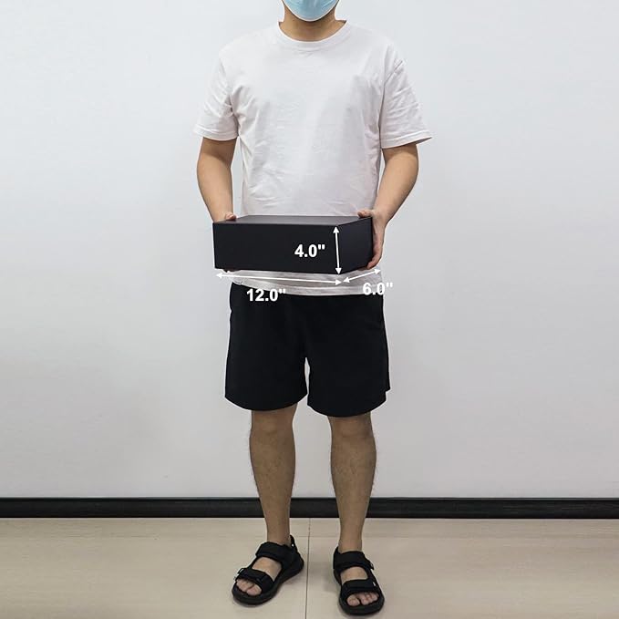 4 Pack 12x6x4 Inches Gift Boxes with Magnetic Closure Lids, Black Magnetic Box for Wedding, Groomsmen Bridesmaid Proposal, Birthdays, Mother's Day