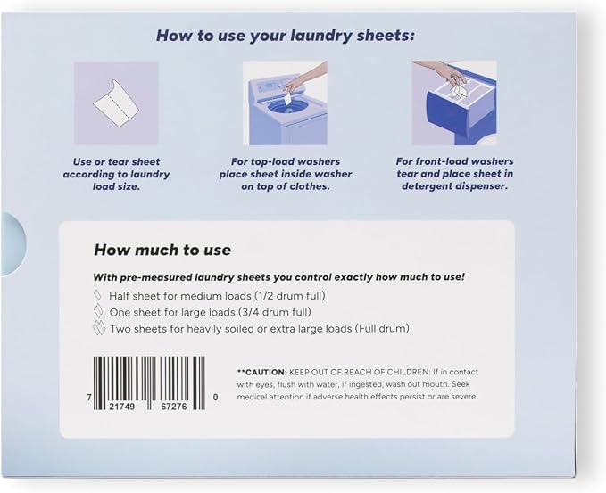 Eco Laundry Detergent Sheets, 30 Sheets (60 Loads), Unscented, Dissolvable, Vegan, Hypoallergenic, Plant Powered Laundry (1 Pack)