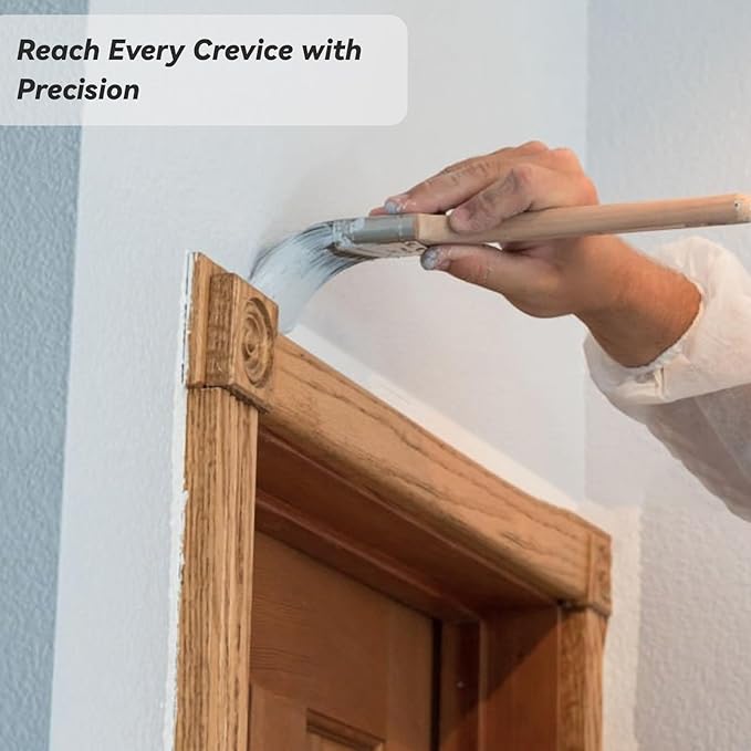 King Origin 6 Pcs Paint Brushes, 1 Inch Angled Paint Brush - Wood Handle, Thick & Dense Bristles for Smooth Finish, Small Paint Brush for Painting Walls, Trim, Art & Craft