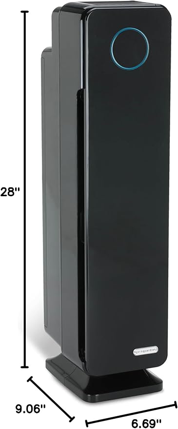 GermGuardian Air Purifier for Home with HEPA Pure Filter, for Wildfire Smoke, Pet Dander, Pollen, Odors, Large Rooms Up To 870 Sq. Ft., Removes 99.97% Pollutants, UV-C Light, 28", AC5350B, Black