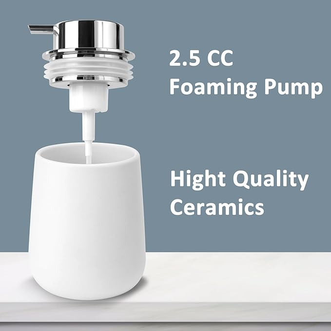 Soap Foaming Dispenser Ceramic with Easy-to-Press Pump Hand Foam Dispenser for Shampoo Bathroom Kitchen 12 oz