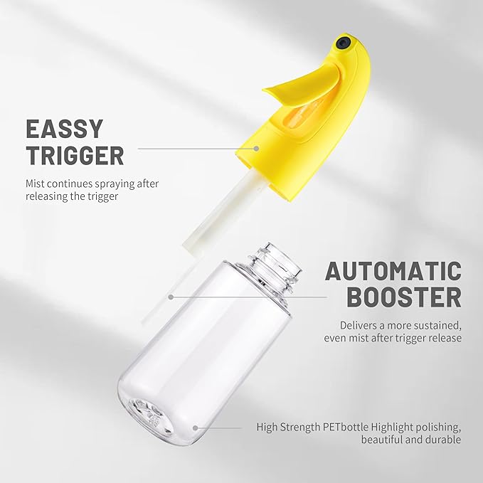 Continuous Ultra Fine Mist Spray Bottle (200ml) 360° Multi-Use for Hair, Plants, Cleaning, Skin Care Leakproof & Durable Banana Yellow 1 Pack