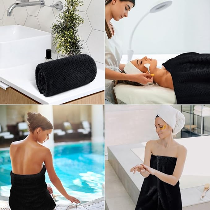 HOMEXCEL Bath Towel Set Pack of 4, 30 x 60 Inches Large Microfiber Bath Towels, Soft, Absorbent, and Quick Dry Towels for Bathroom, Pool, Beach, Swim, and Yoga, Large Bathroom Towels, Black