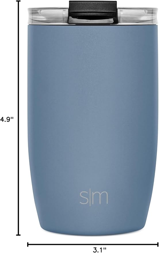 Simple Modern Travel Coffee Mug Tumbler with Flip Lid | Reusable Insulated Stainless Steel Cold Brew Iced Coffee Cup Thermos | Gifts for Women Men Him Her | Voyager Collection | 12oz | Blue Dune