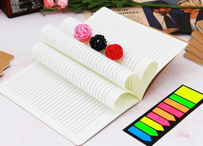 16 Pack Kraft Notebooks, 60 Pages Notebook, 8.3x5.5 Inch, A5 Notebooks for Work, Travel, Business, School & More - College Ruled Notebook - Softcover Journals for Women & Men - Lined Note Books