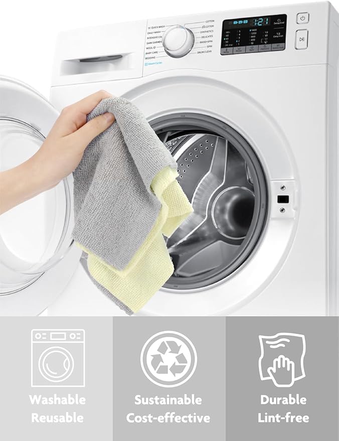 Fantasticlean Microfiber Cleaning Cloth Roll -30 Pack, Tear Away Microfiber Towels, 12" x 12", Reusable, Washable, Scratch Free, Ultra Absorbent Dishcloth for Car, Home Supplies, Pet, Kitchen (Beige)